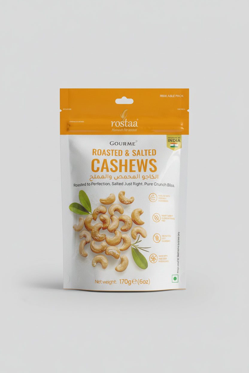 Rostaa Gourmet Line Roasted & Salted Cashews carton