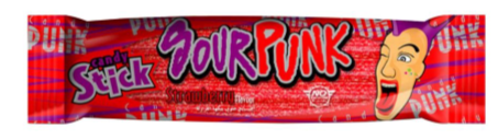 Candy stick sour punk strawberry cartoon