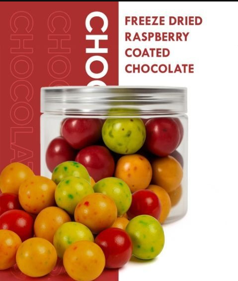 Freeze dried raspberry carton