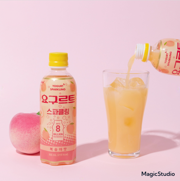 Yogurt sparkling peach flavor carton