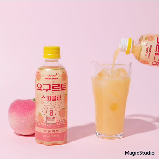 Yogurt sparkling peach flavor carton