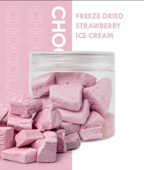 Freeze dried strawberry sliced ice cream
