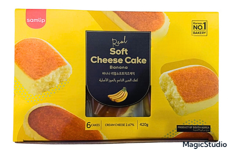 Real soft cheesecake banana cartoon