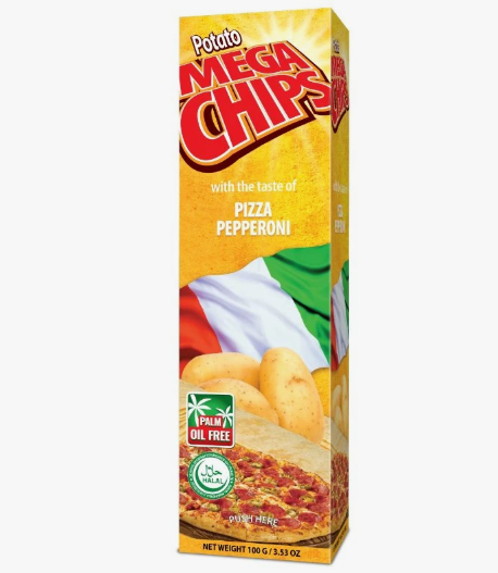 Mega Chips Potato With The Taste Of Pepperoni Pizza carton