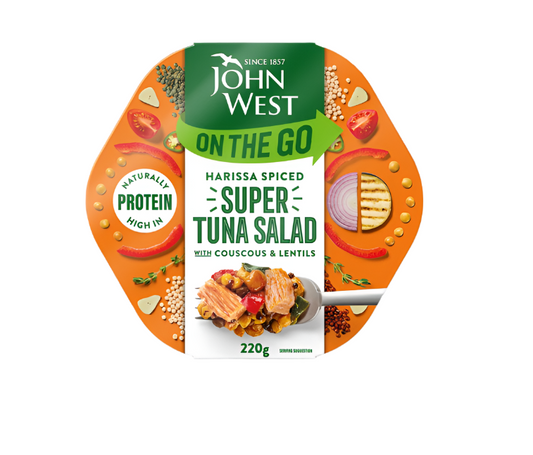 JOHN WEST ON THE GO HARISSA SPICED SUPER TUNA SALAD carton