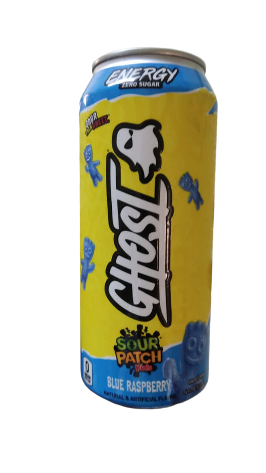 Ghost zero sugar blue raspberry sour patch carton